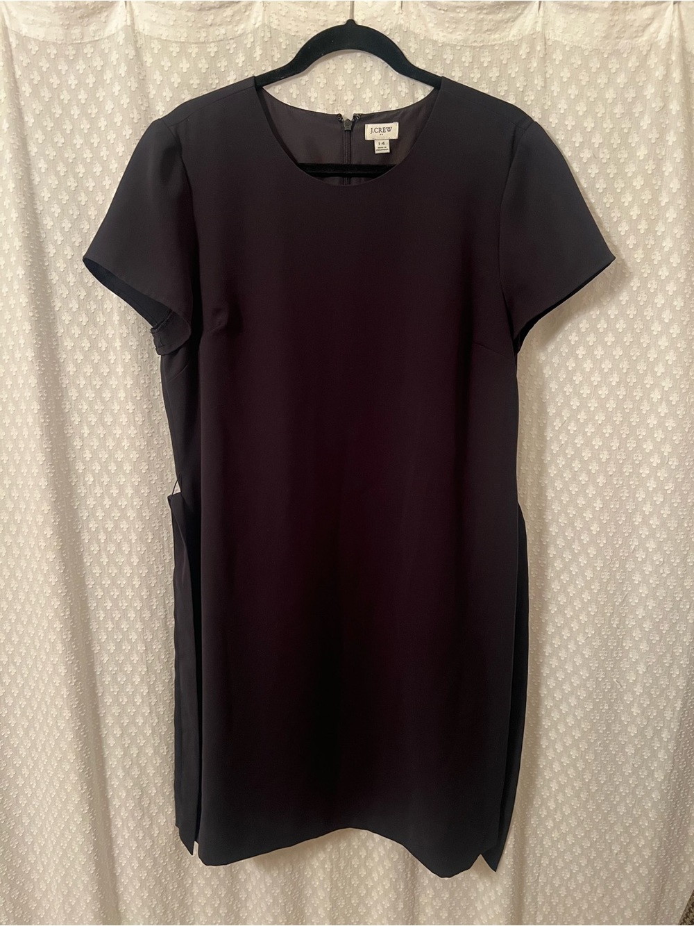 J. Crew Black Short Sleeve Shift Dress with Waist Tie